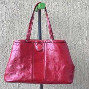 Coach Red Embossed Shoulder Bag